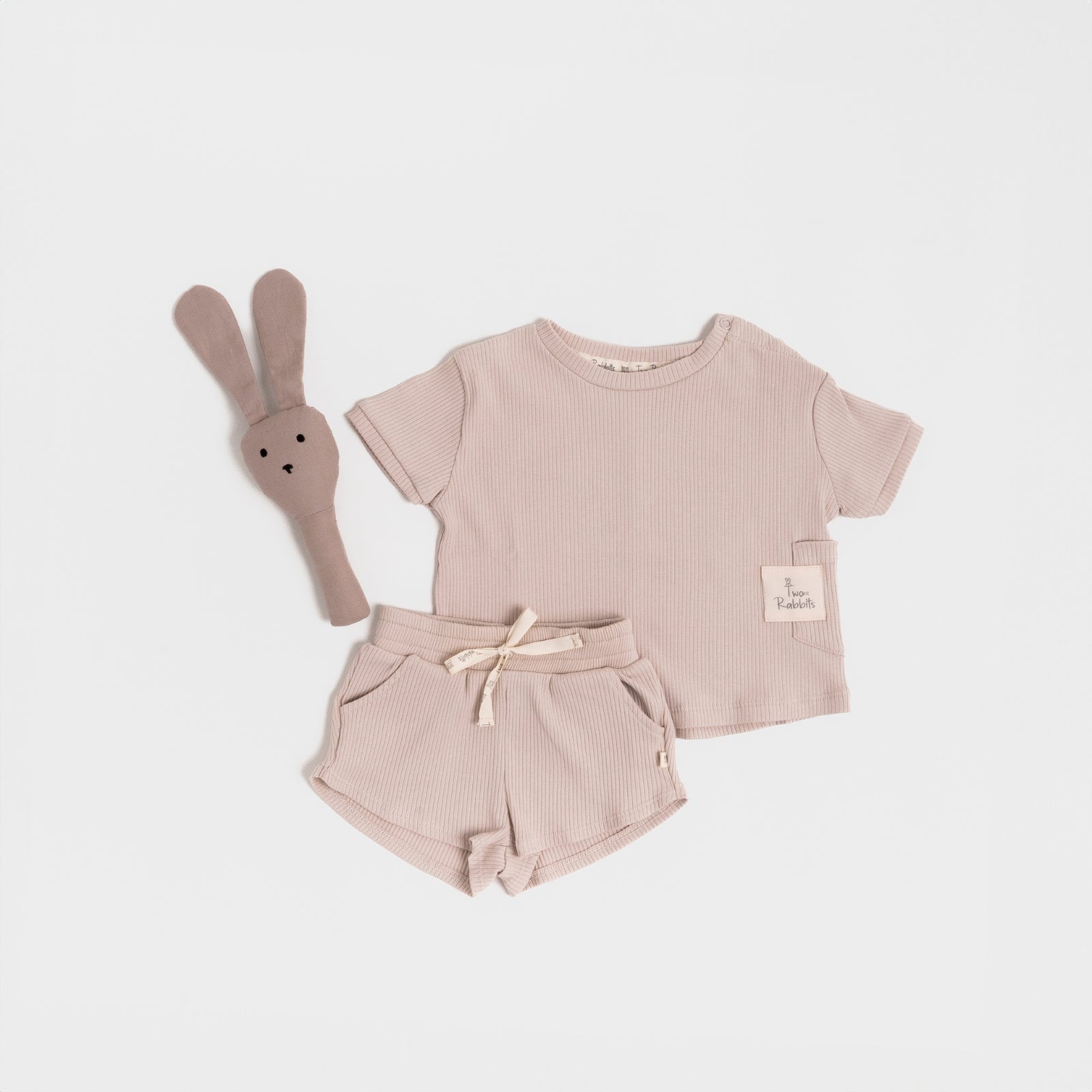 Conjunto Playera y Short Acanalado Taupe