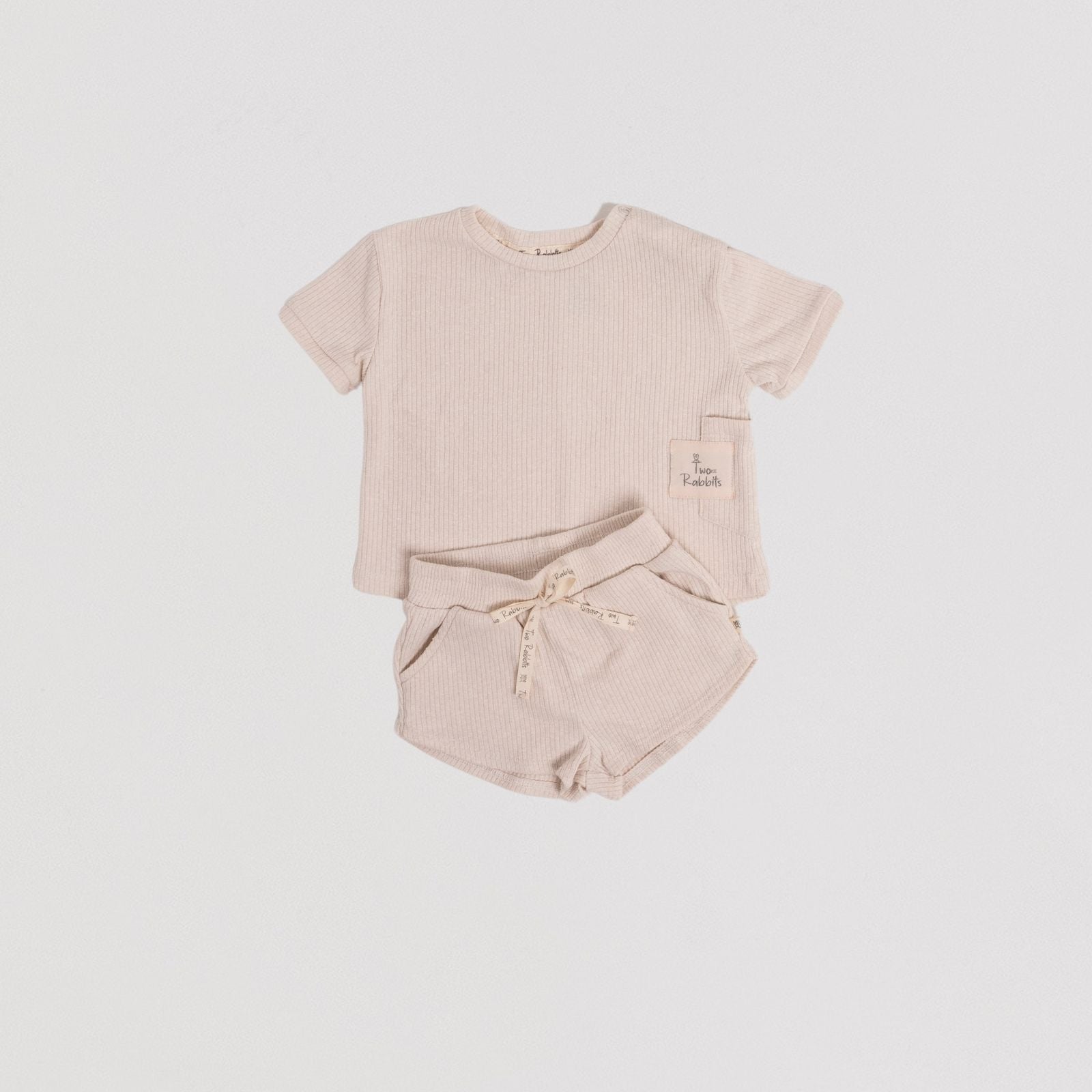 Conjunto Playera y Short Acanalado Vainilla