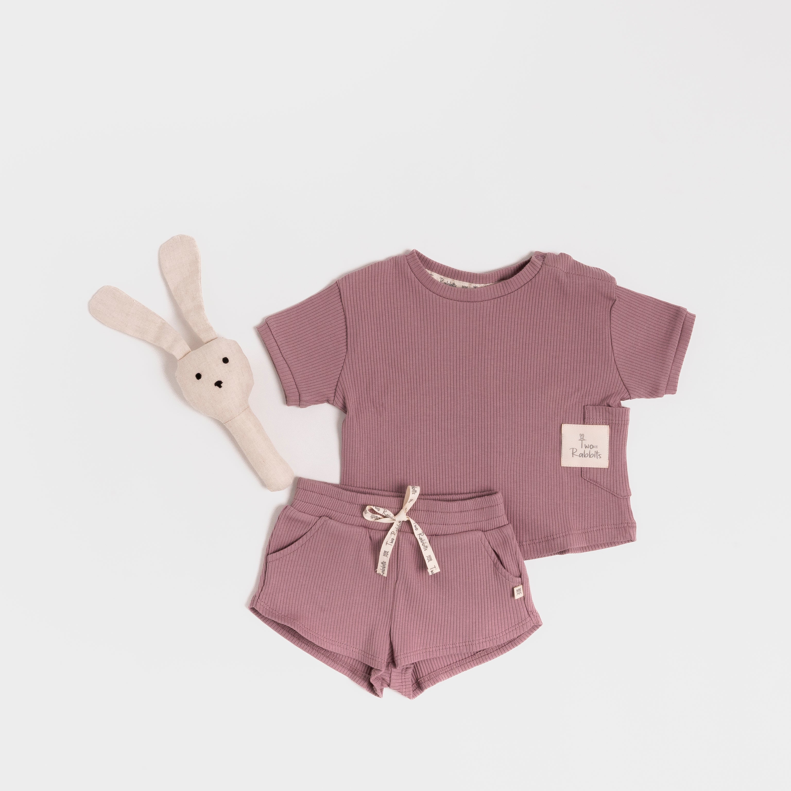 Conjunto Playera y Short Acanalado Mauve